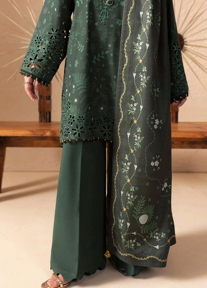 Q prints by Qalamkar Unstitched Embroidered Slub Linen 3 Piece Suit QLK26ULQ Elaris QPW-04B - Winter Collection