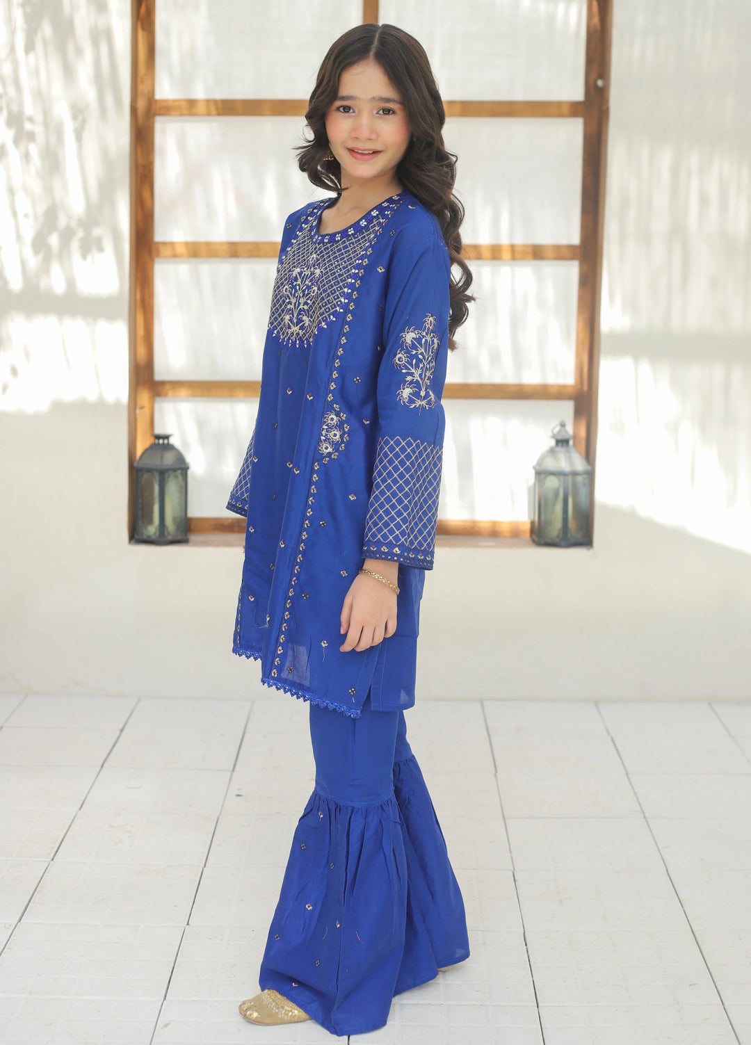 Khanak Girls RTW Embroidered Cotton 2 Piece Suit KST-141 - Casual Collection