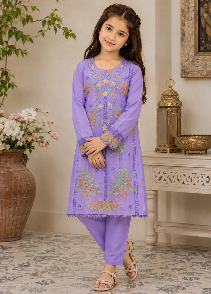 Khanak Girls RTW Embroidered Cotton 2 Piece Suit KST-214 - Casual Collection