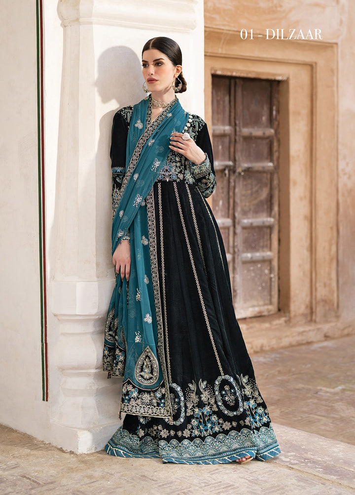 Mor by Xenia Formals Unstitched Embroidered Velvet 3 Piece Suit XE26UMV 01 Dilzaar - Festive Collection