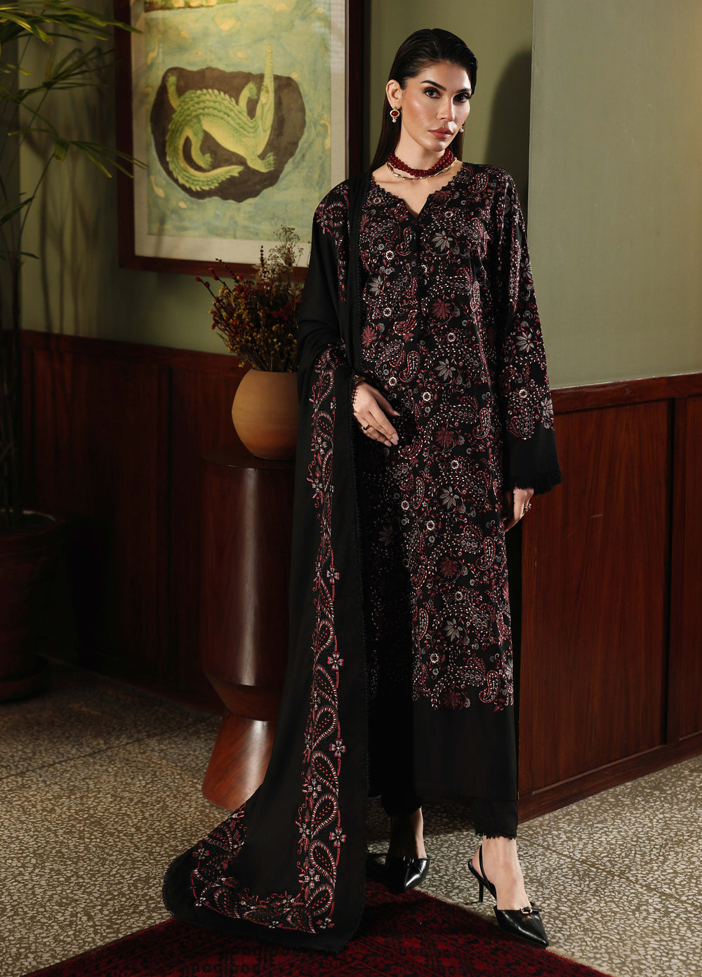 Nureh Exclusive Unstitched Embroidered Marina 3 Piece Suit NU26UEM NE-281 - Festive Collection