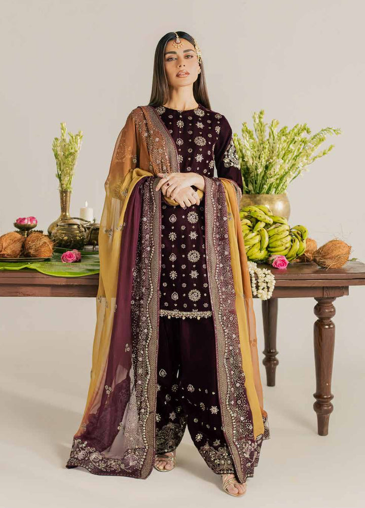 Maya by Nureh Unstitched Embroidered Velvet 3 Piece Suit NU26UMV NW-134 - Wedding Collection