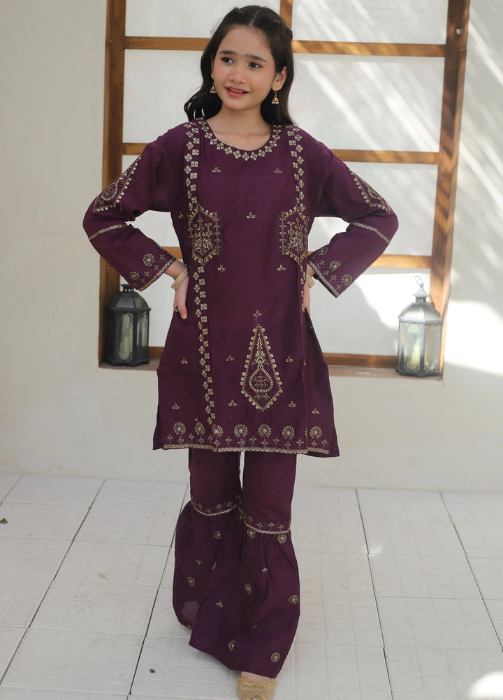 Khanak Girls RTW Embroidered Cotton 2 Piece Suit KST-142 - Casual Collection