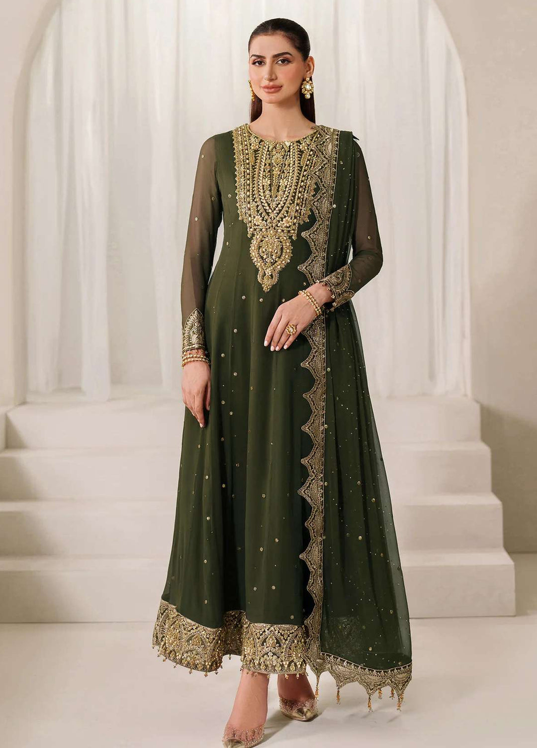 Alizeh Fashion Unstitched Embroidered Chiffon 3 Piece Suit AF26UCF AF-HM-4051-Rekha - Festive Collection