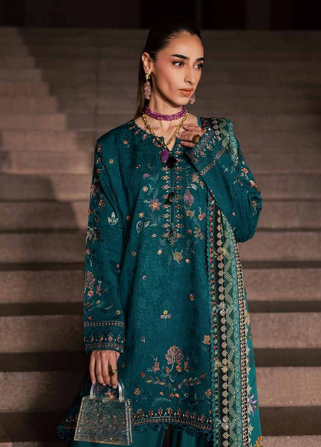 Maya by Nureh Unstitched Embroidered Jacquard Linen 3 Piece Suit NU26UMLJ NW-126 - Festive Collection