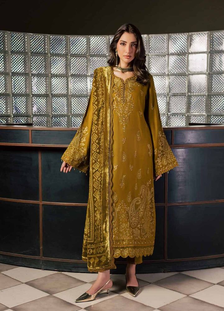 Nureh Exclusive Unstitched Leather Peach with Shawl 3 Piece Suit NU26UEP NE-283 - Festive Collection