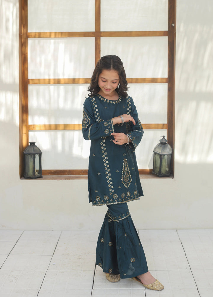 Khanak Girls RTW Embroidered Cotton 2 Piece Suit KST-143 - Casual Collection