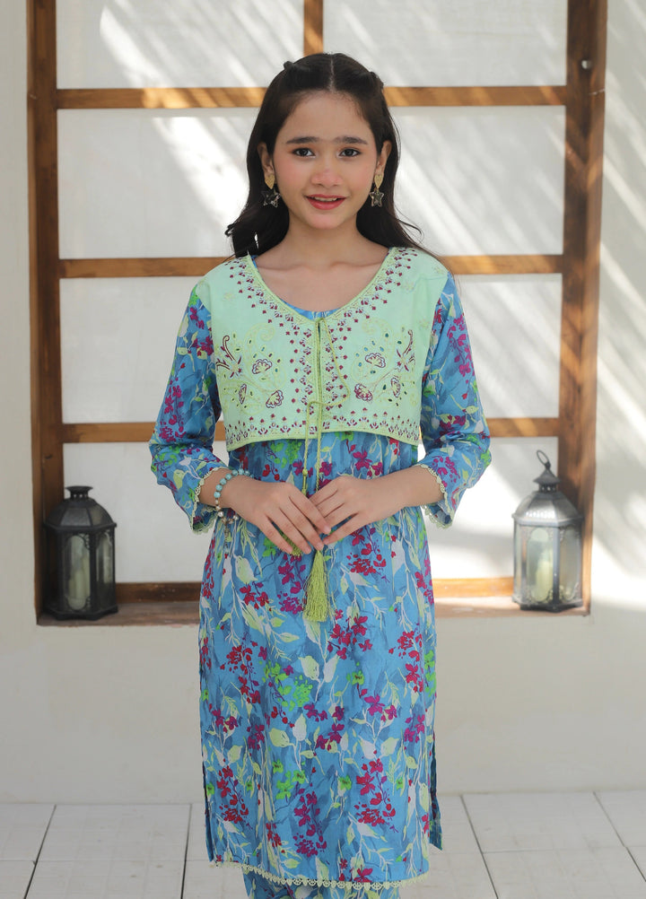 Khanak Girls RTW Embroidered Cotton 2 Piece Suit KST-137 - Casual Collection