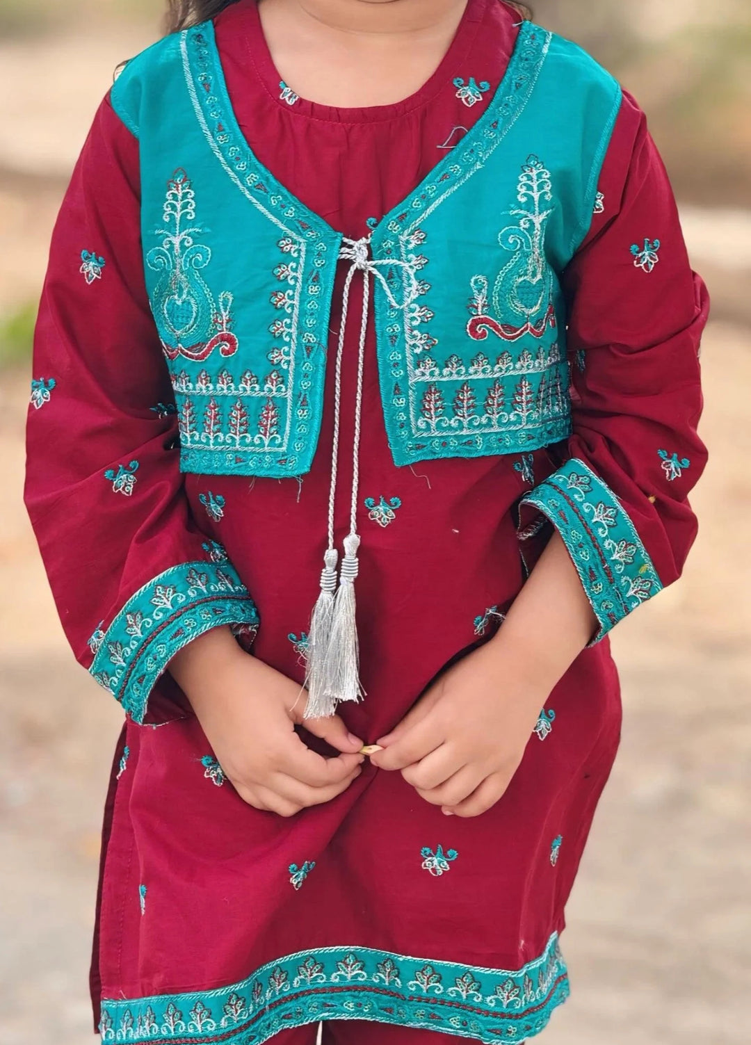Khanak Girls RTW Embroidered Cotton 2 Piece Suit KST-155 - Casual Collection