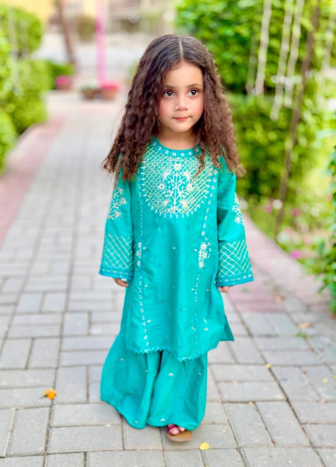 Khanak Girls RTW Embroidered Cotton 2 Piece Suit KST-139 - Casual Collection