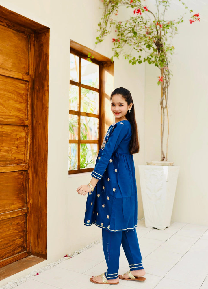 Khanak Girls RTW Embroidered Cotton 2 Piece Suit KST-114 - Casual Collection