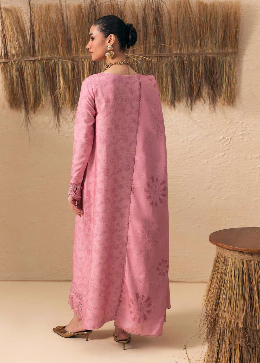 Q prints by Qalamkar Unstitched Embroidered Slub Linen 3 Piece Suit QLK26ULQ Seema QPW-07A - Winter Collection