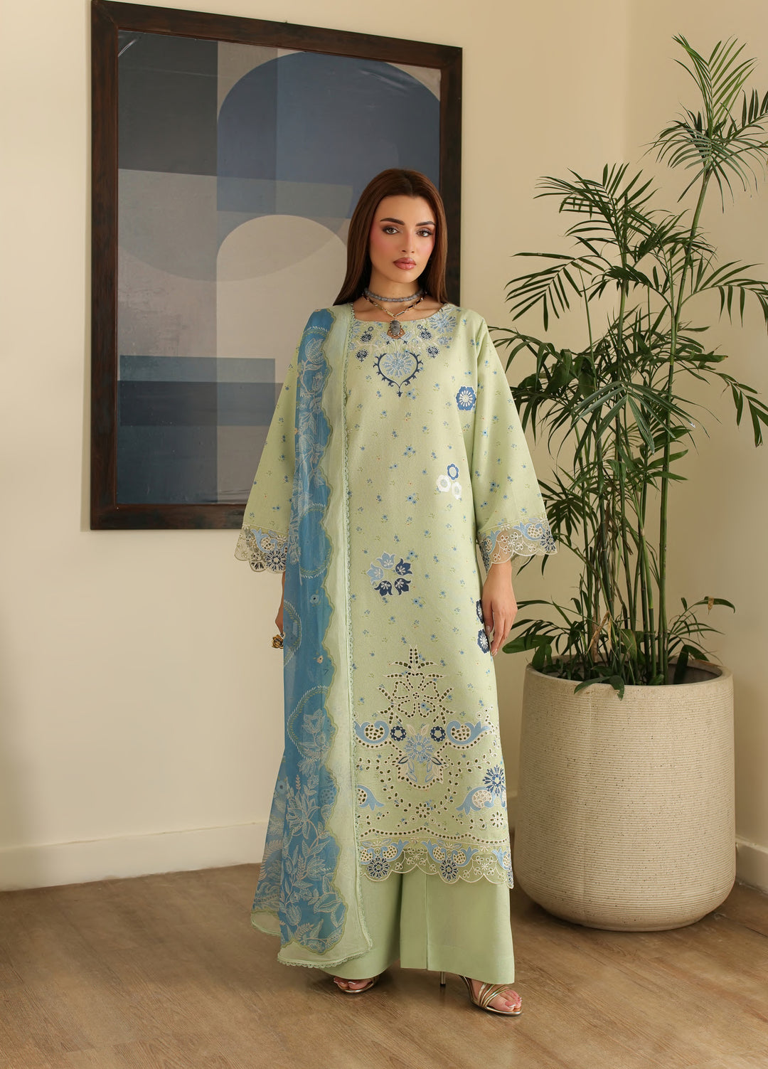 Sahl by Rashid Textiles Unstitched Embroidered Lawn Karandi 3 Piece Suit RT26USLK D-3914 - Casual Collection