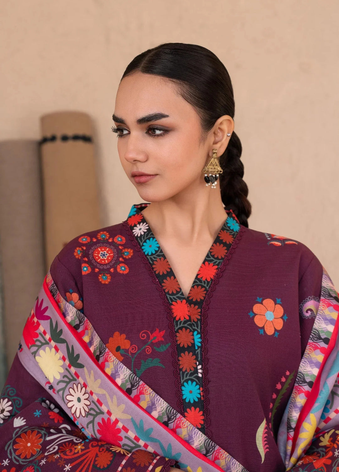 Chandan Nagri Women RTW Embroidered Khaddar 3 Piece Suit Noorza - Festive Collection