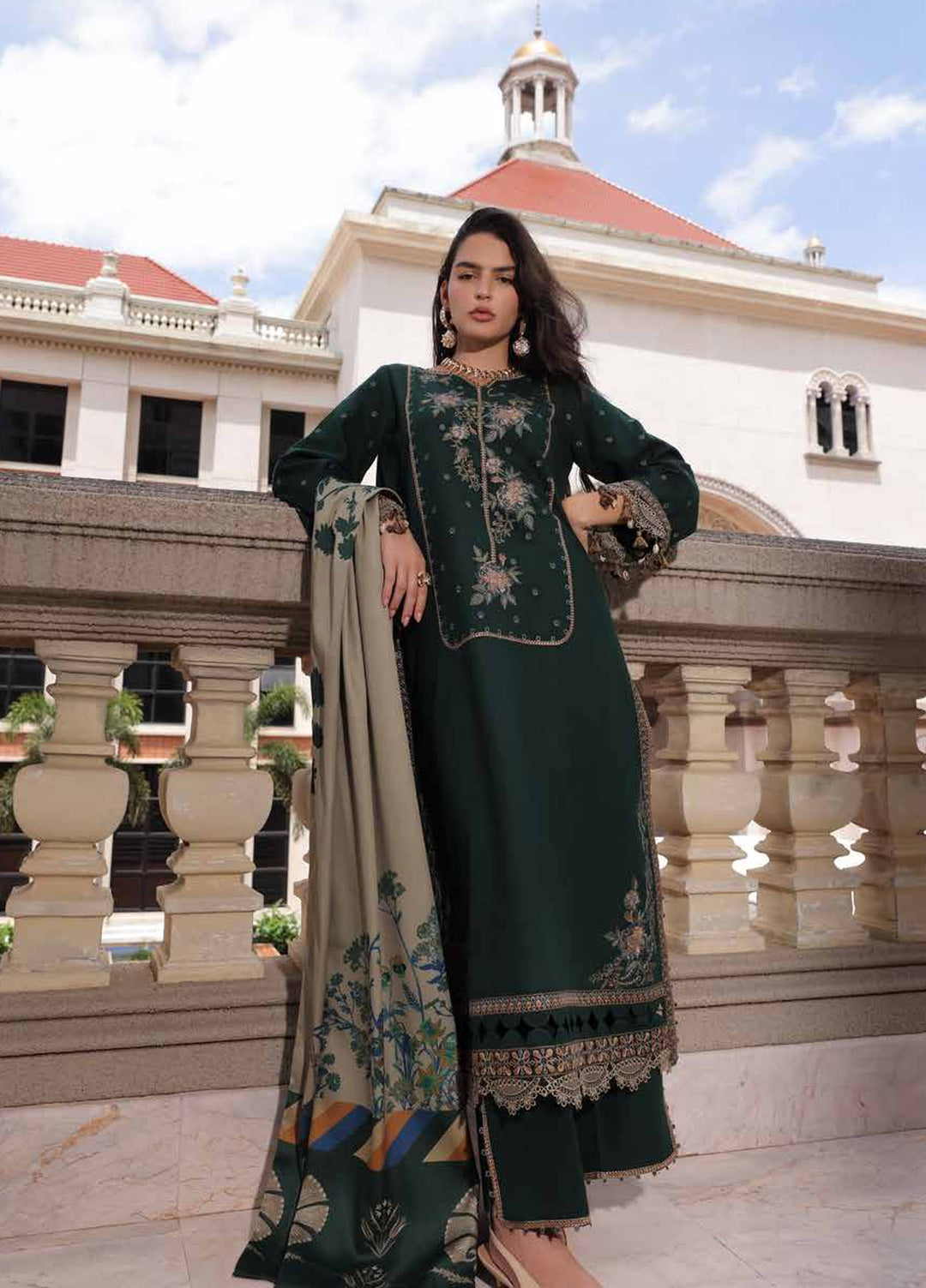 Poshima by Charizma Unstitched Embroidered Leather Peach 3 Piece Suit CHR26UPL PSW6-24 - Winter Collection