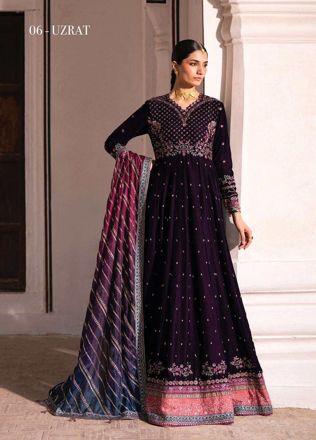 Mor by Xenia Formals Unstitched Embroidered Velvet 3 Piece Suit XE26UMV 06 Uzrat - Festive Collection