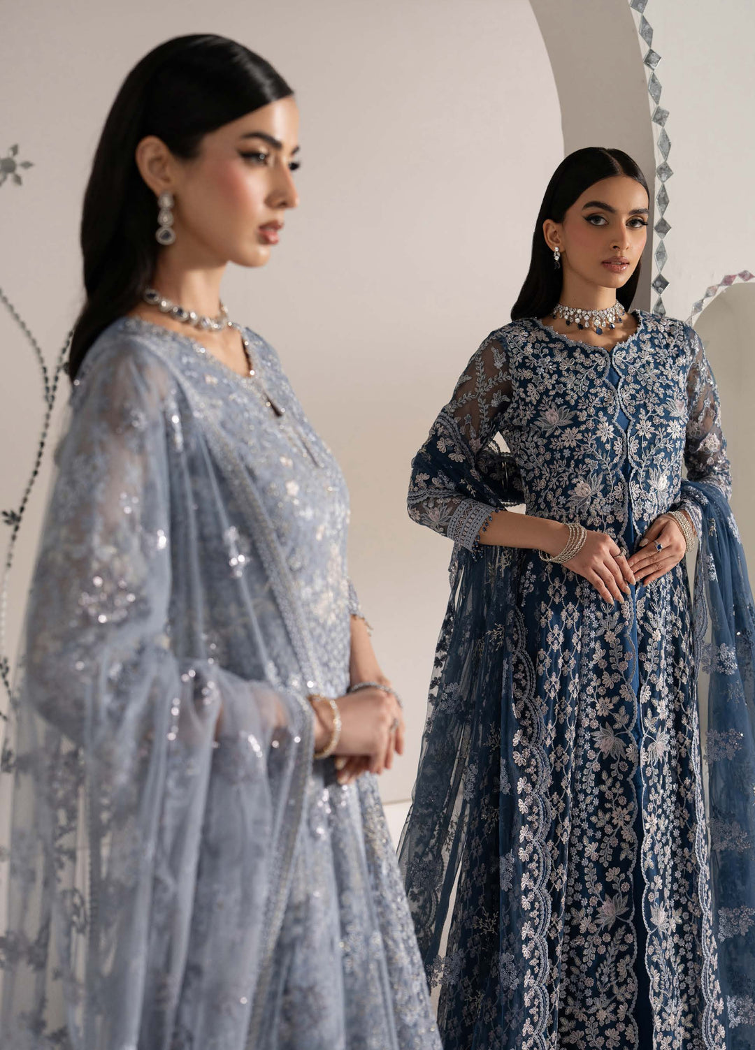 Shehnai by Lavish Premium Unstitched Embroidered Organza 3 Piece Suit LVP26USO SH-04 AAB-E-NEEL - Wedding Collection