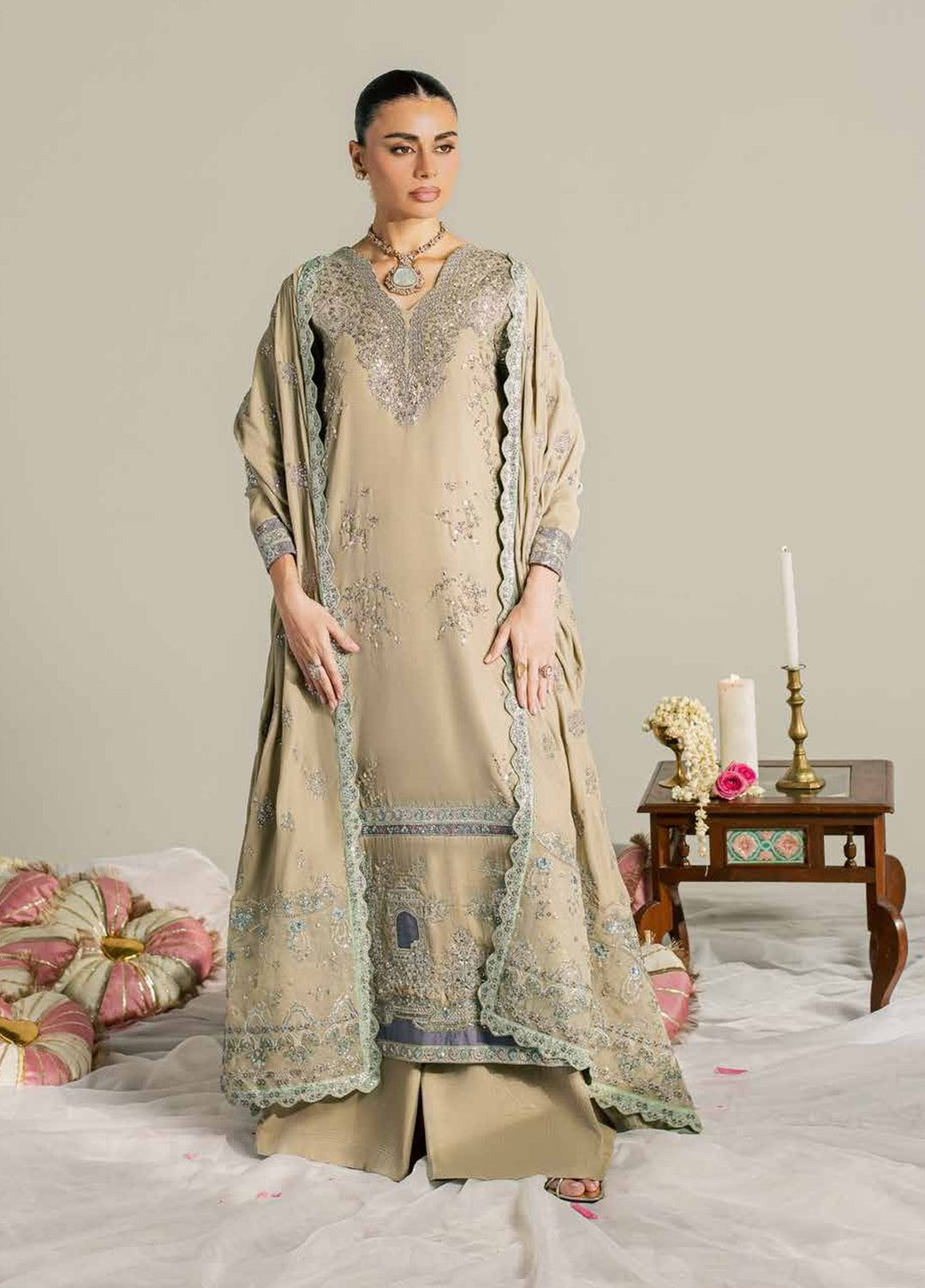 Maya by Nureh Unstitched Embroidered Velvet 3 Piece Suit NU26UMV NW-132 - Wedding Collection