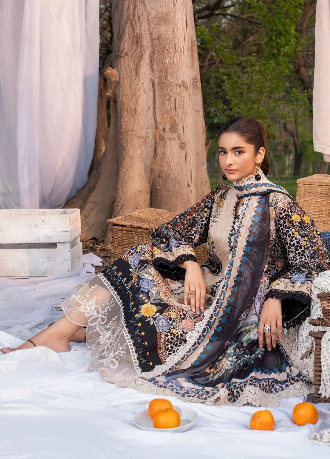 Chandan Nagri Women RTW Embroidered Lawn 3 Piece Suit Scarlet Veil - Festive Collection