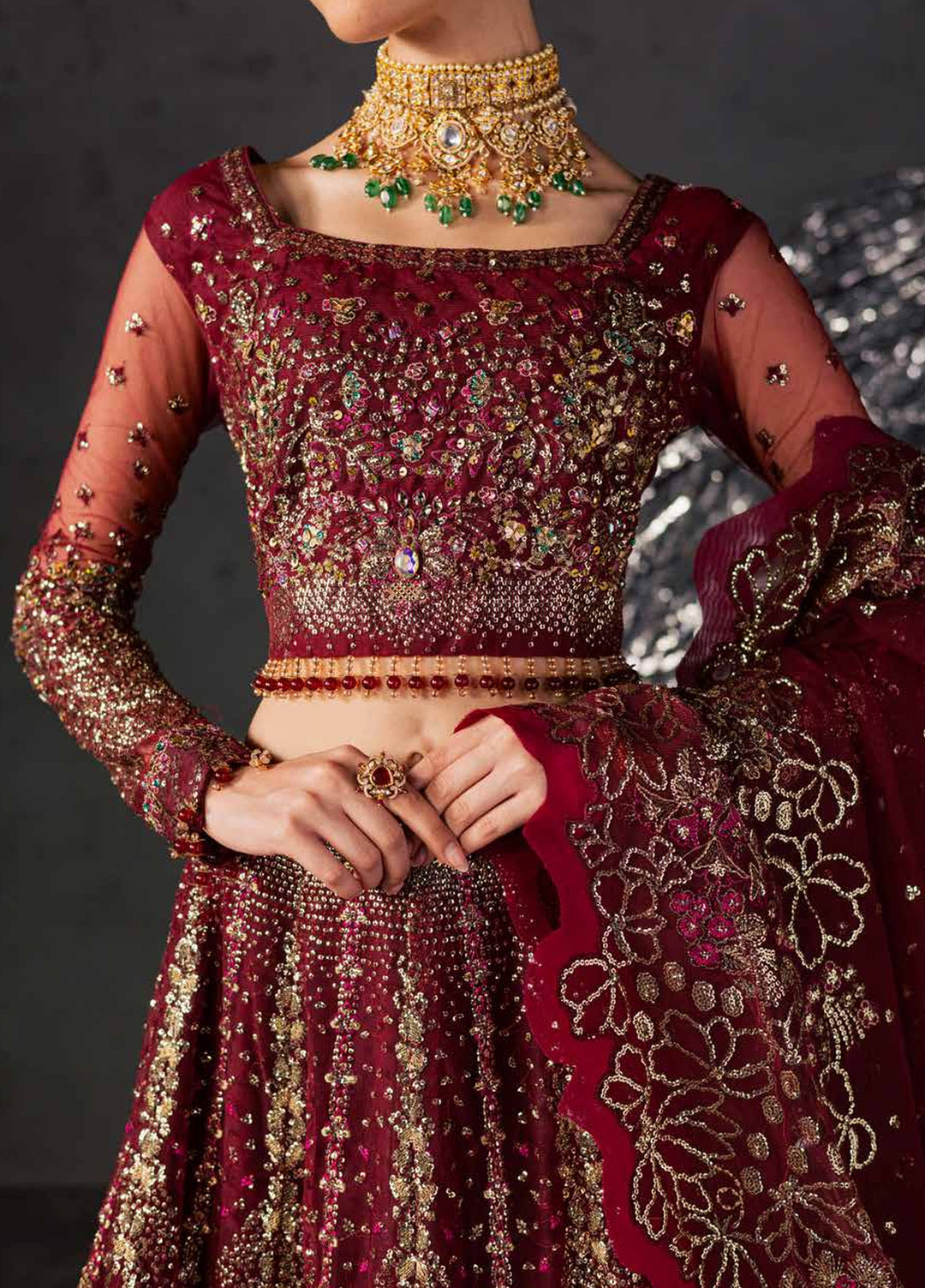 Muse Formal by Nureh Unstitched Embroidered Net 4 Piece Suit NU26UMF NFM-02 - Wedding Collection