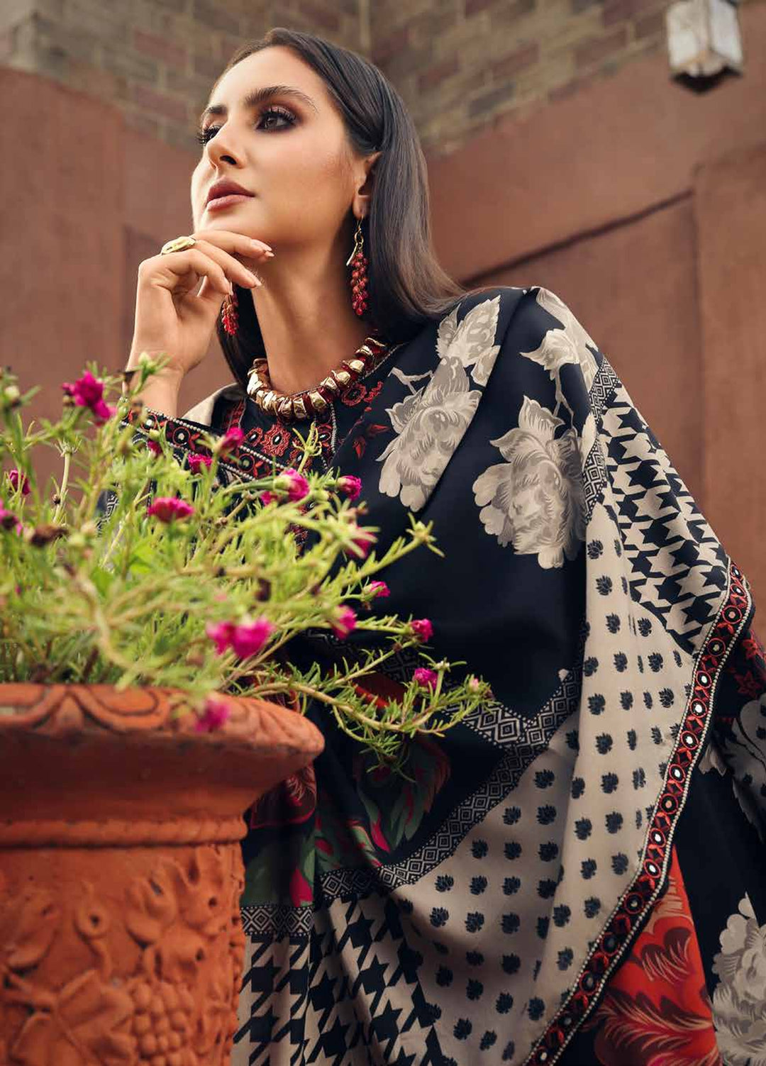 Combination by Charizma Unstitched Embroidered Linen 3 Piece Suit CHR26UCL CCW7-10 - Casual Collection