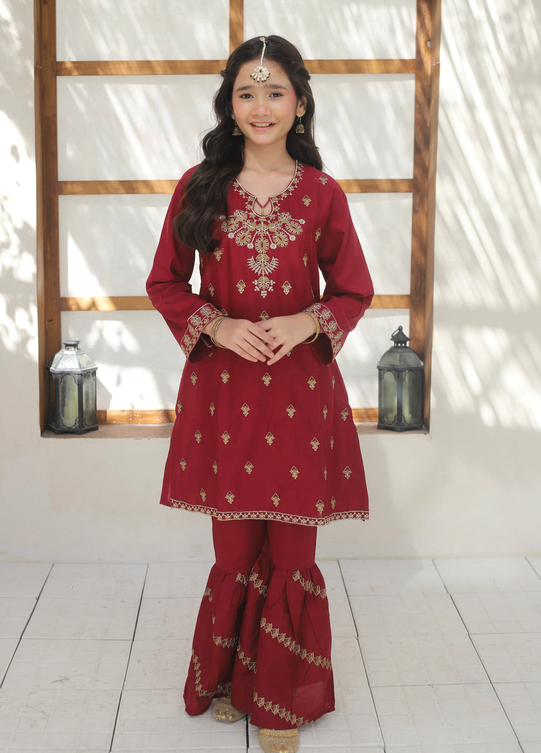 Khanak Girls RTW Embroidered Cotton 2 Piece Suit KST-145 - Festive Collection