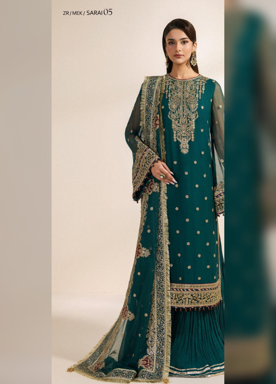 Meraki by Zarif Unstitched Embroidered Chiffon 3 Piece Suit ZR26UCM SARAI 05 - Festive Collection