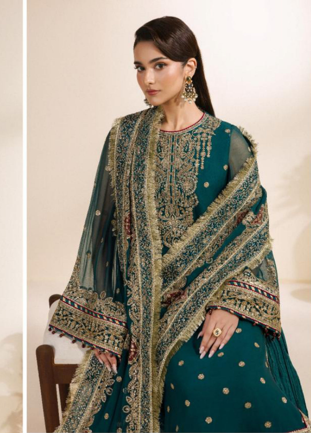 Meraki by Zarif Unstitched Embroidered Chiffon 3 Piece Suit ZR26UCM SARAI 05 - Festive Collection