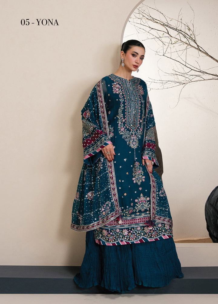 Kalani by Xenia Formals Unstitched Embroidered Chiffon 3 Piece Suit XE26UKW 05-YONA - Wedding Collection