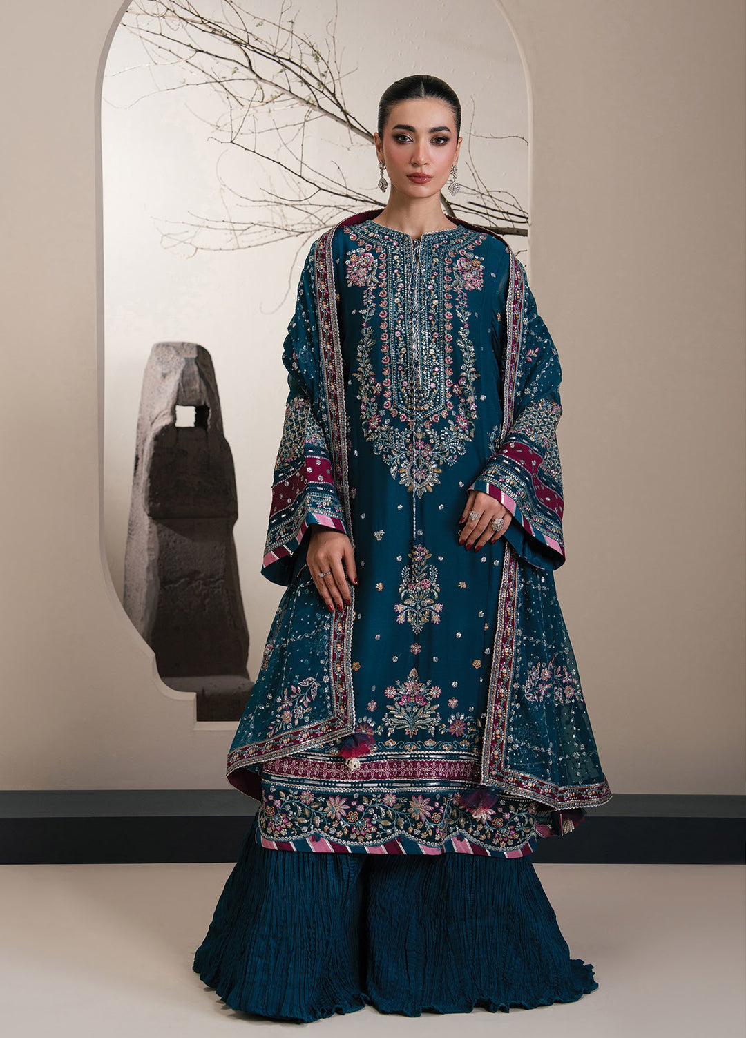 Kalani by Xenia Formals Unstitched Embroidered Chiffon 3 Piece Suit XE26UKW 05-YONA - Wedding Collection