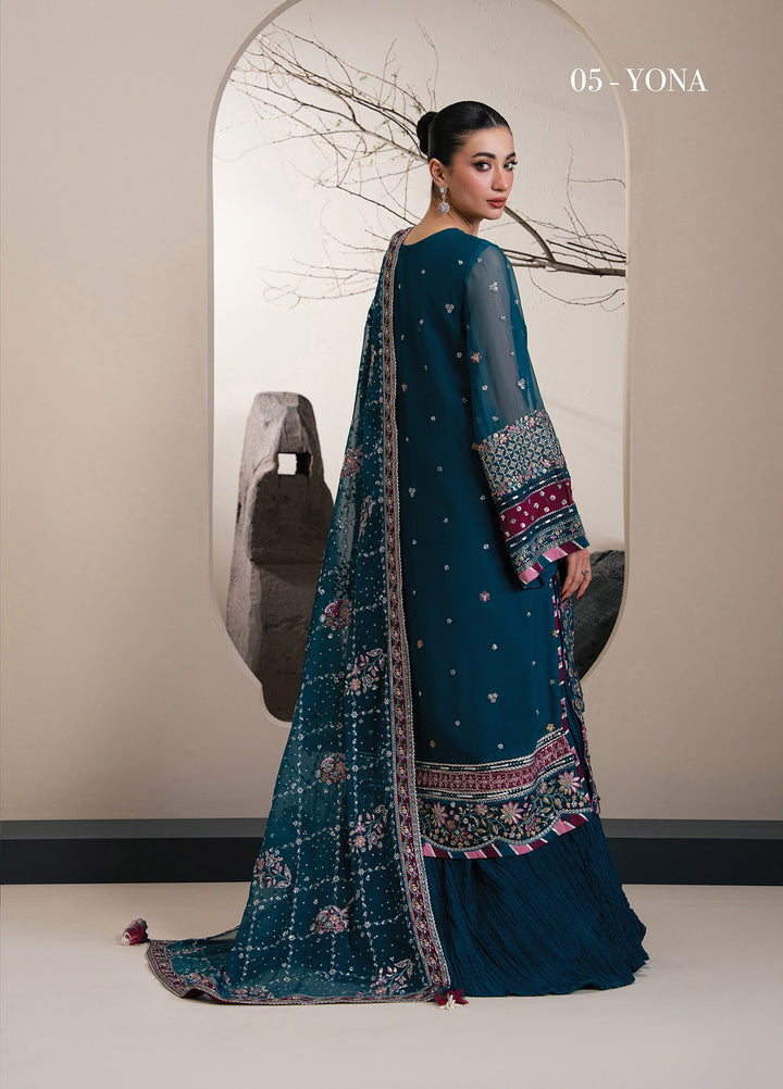 Kalani by Xenia Formals Unstitched Embroidered Chiffon 3 Piece Suit XE26UKW 05-YONA - Wedding Collection