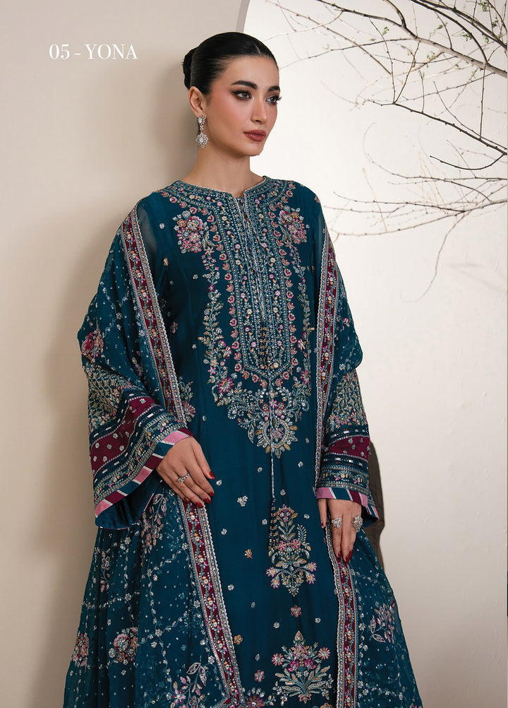 Kalani by Xenia Formals Unstitched Embroidered Chiffon 3 Piece Suit XE26UKW 05-YONA - Wedding Collection