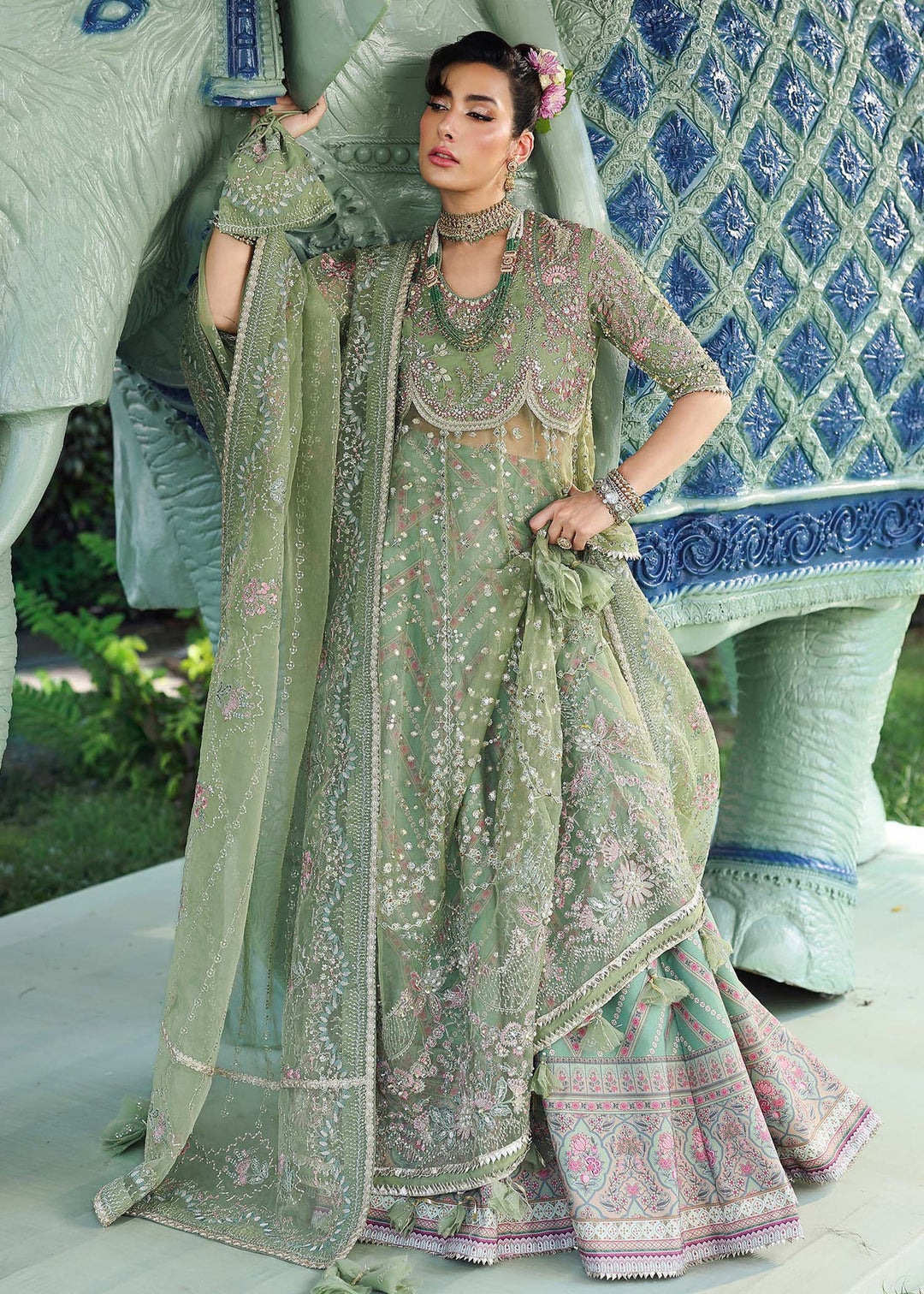 Veere di Wedding by Sardinia Unstitched Brides Embroidered Handwork Zari Organza Suits 3 Piece SRD25VW D-1301 Heer - Formals Collection