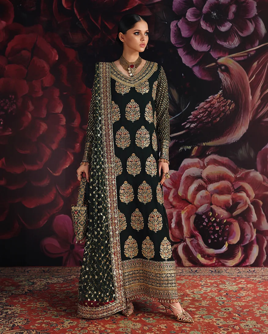 Royale Eternel by Roheenaz Unstitched Embroidered Chiffon 3 Piece Suit RN26URE Crown Jewel RUNCH260102 - Wedding Collection