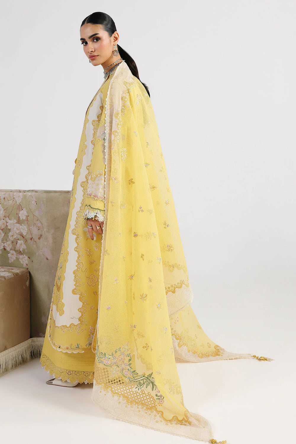 Qalamkar Unstitched Embroidered Lawn 3 Piece Suit QLK26ULF ZARIA QFL-5 - Festive Collection