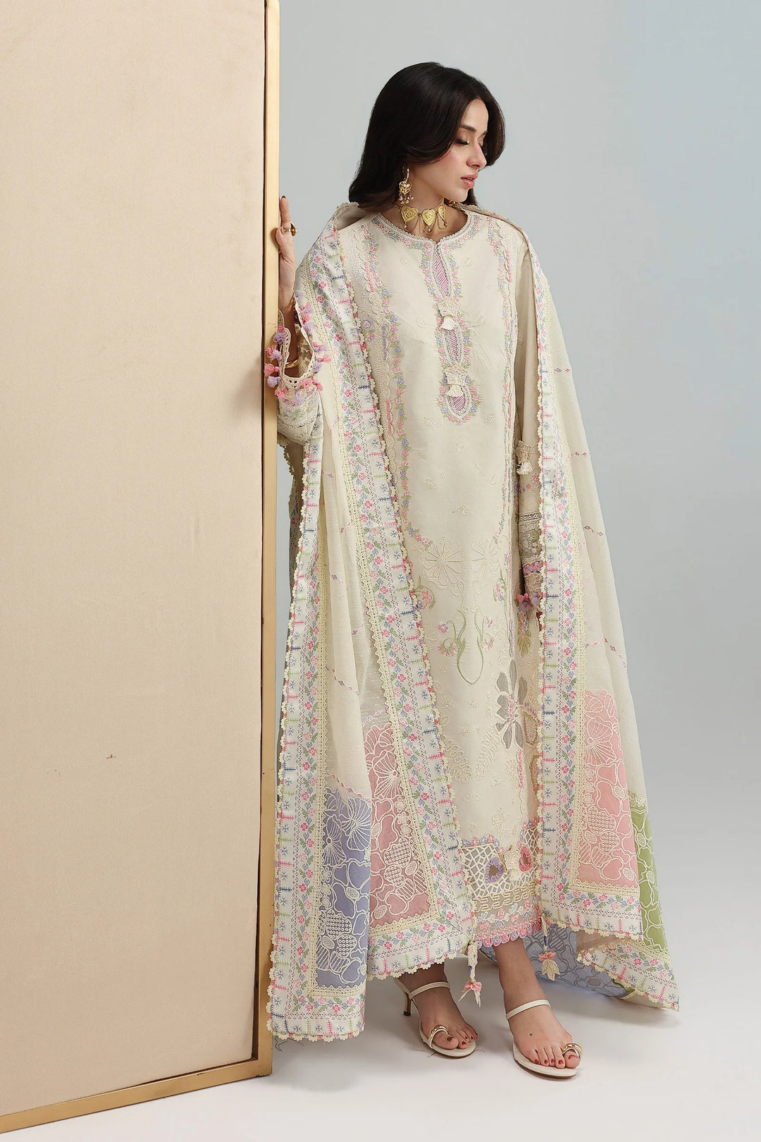 Qalamkar Unstitched Embroidered Lawn 3 Piece Suit QLK26ULF ELMA QFL-1 - Festive Collection