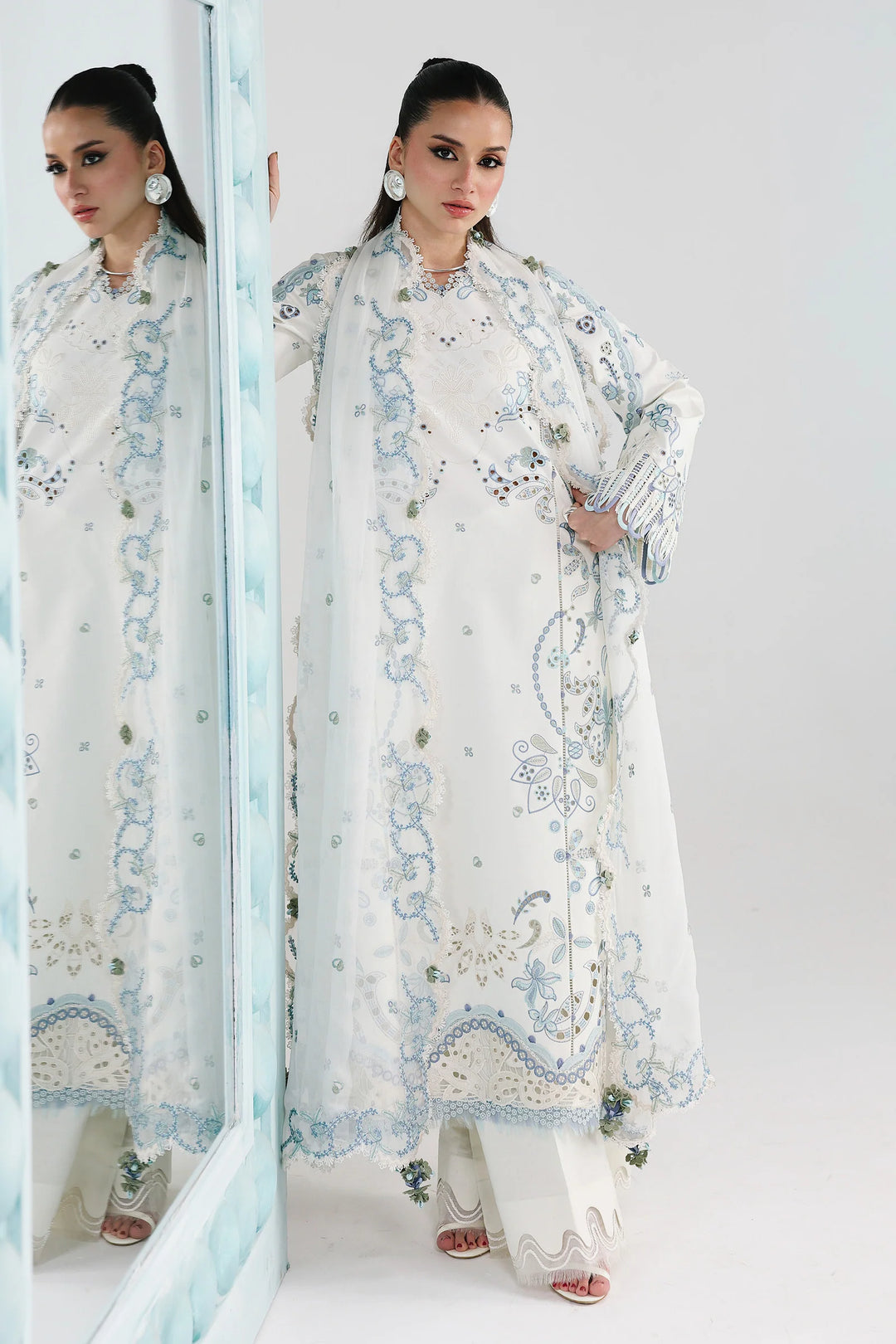 Qalamkar Unstitched Embroidered Lawn 3 Piece Suit QLK26ULF IRMIN QFL-3 - Festive Collection