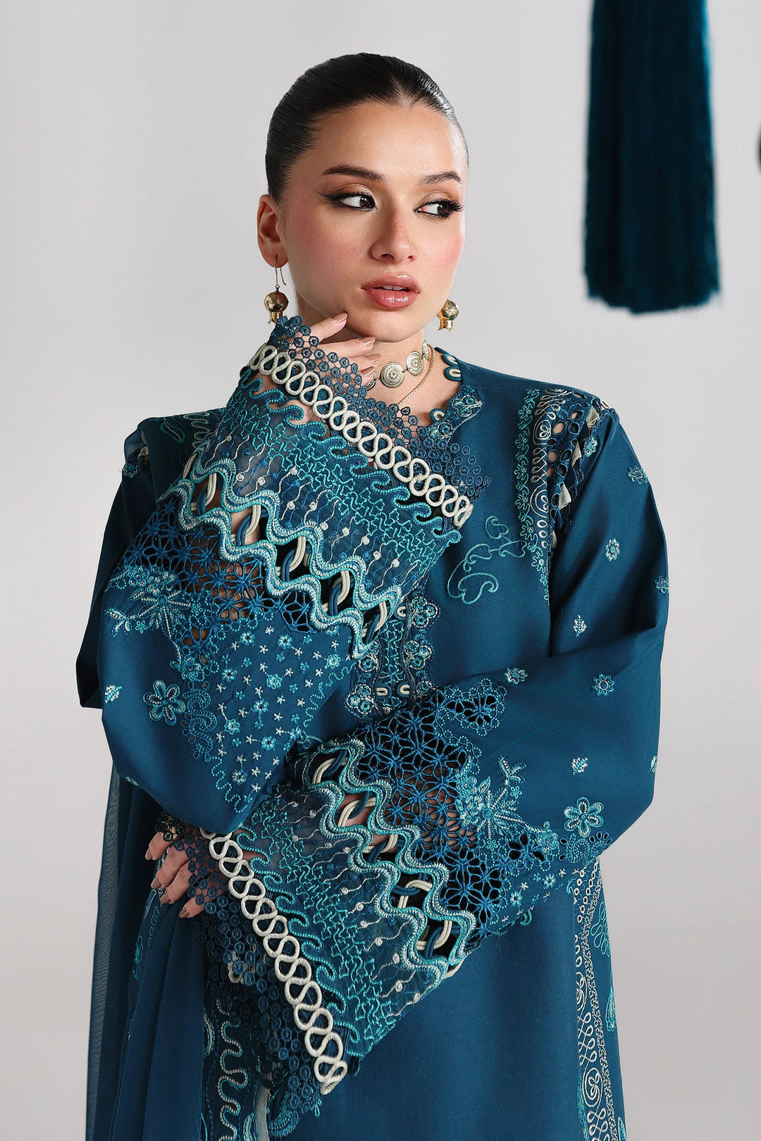 Qalamkar Unstitched Embroidered Lawn 3 Piece Suit QLK26ULF KAISA QFL-7 - Festive Collection
