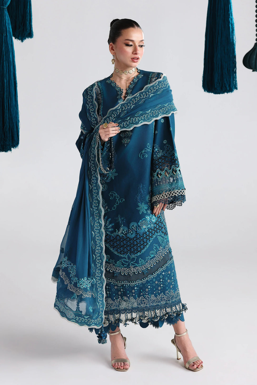 Qalamkar Unstitched Embroidered Lawn 3 Piece Suit QLK26ULF KAISA QFL-7 - Festive Collection