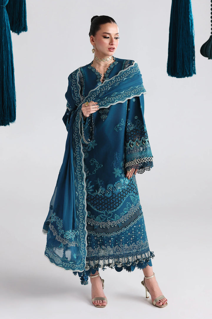 Qalamkar Unstitched Embroidered Lawn 3 Piece Suit QLK26ULF KAISA QFL-7 - Festive Collection