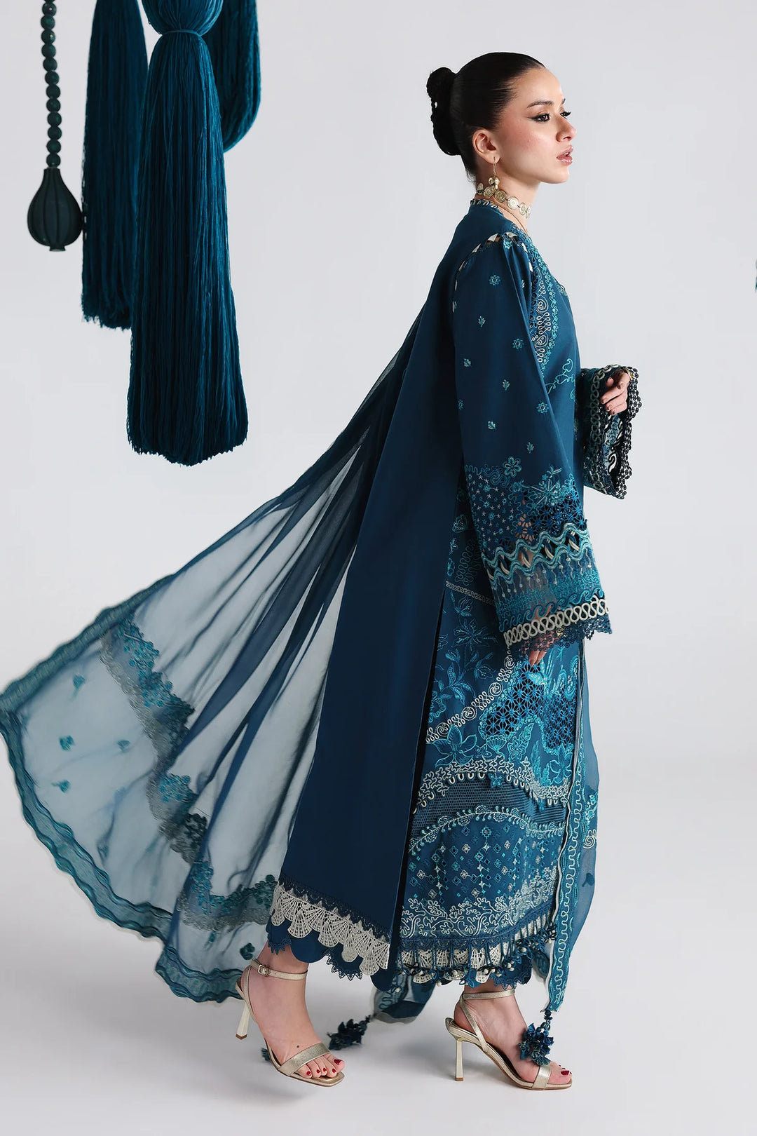 Qalamkar Unstitched Embroidered Lawn 3 Piece Suit QLK26ULF KAISA QFL-7 - Festive Collection
