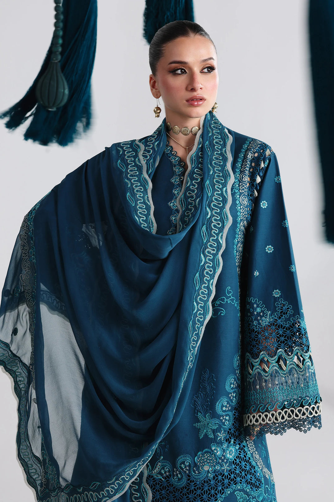Qalamkar Unstitched Embroidered Lawn 3 Piece Suit QLK26ULF KAISA QFL-7 - Festive Collection