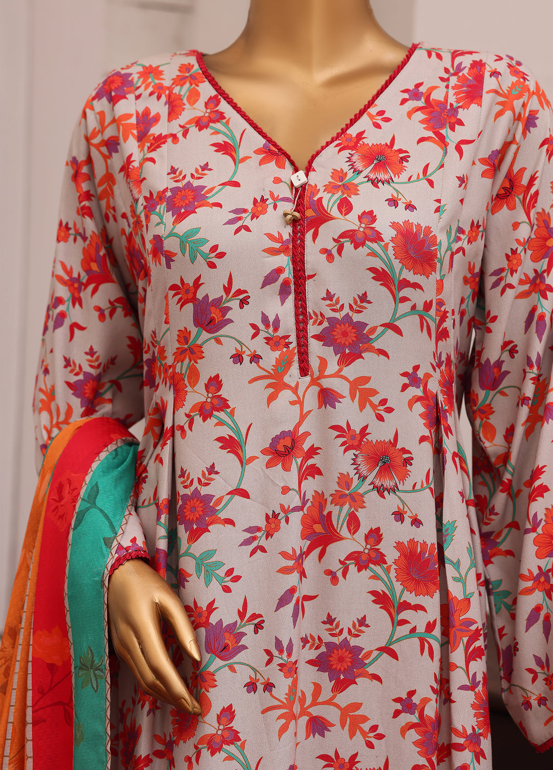 Hz Textiles Unstitched Printed Viscose Twill 3 Piece Suit HZ26UVT VT-5034 - Winter Collection