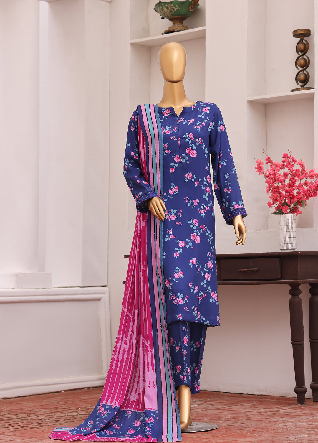 Hz Textiles Unstitched Printed Viscose Twill 3 Piece Suit HZ26UVT VT-5032 - Winter Collection