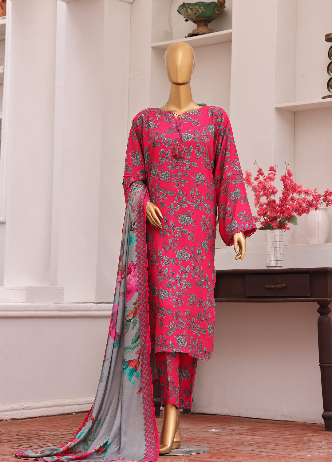 Hz Textiles Unstitched Printed Viscose Twill 3 Piece Suit HZ26UVT VT-5038 - Winter Collection