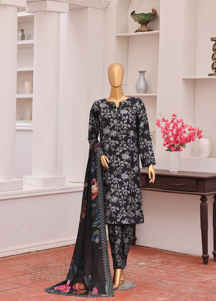 Hz Textiles Unstitched Printed Viscose Twill 3 Piece Suit HZ26UVT VT-5037 - Winter Collection