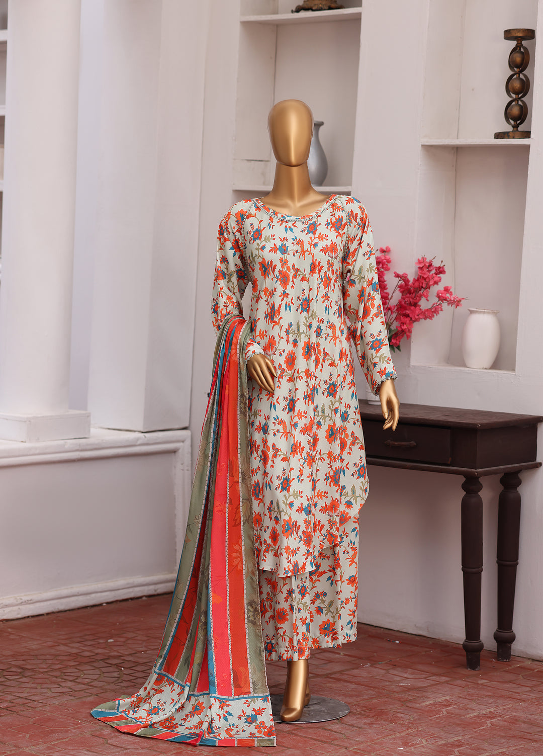 Hz Textiles Unstitched Printed Viscose Twill 3 Piece Suit HZ26UVT VT-5035 - Winter Collection