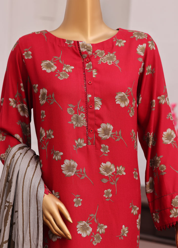 Hz Textiles Unstitched Printed Viscose Twill 3 Piece Suit HZ26UVT VT-5036 - Winter Collection