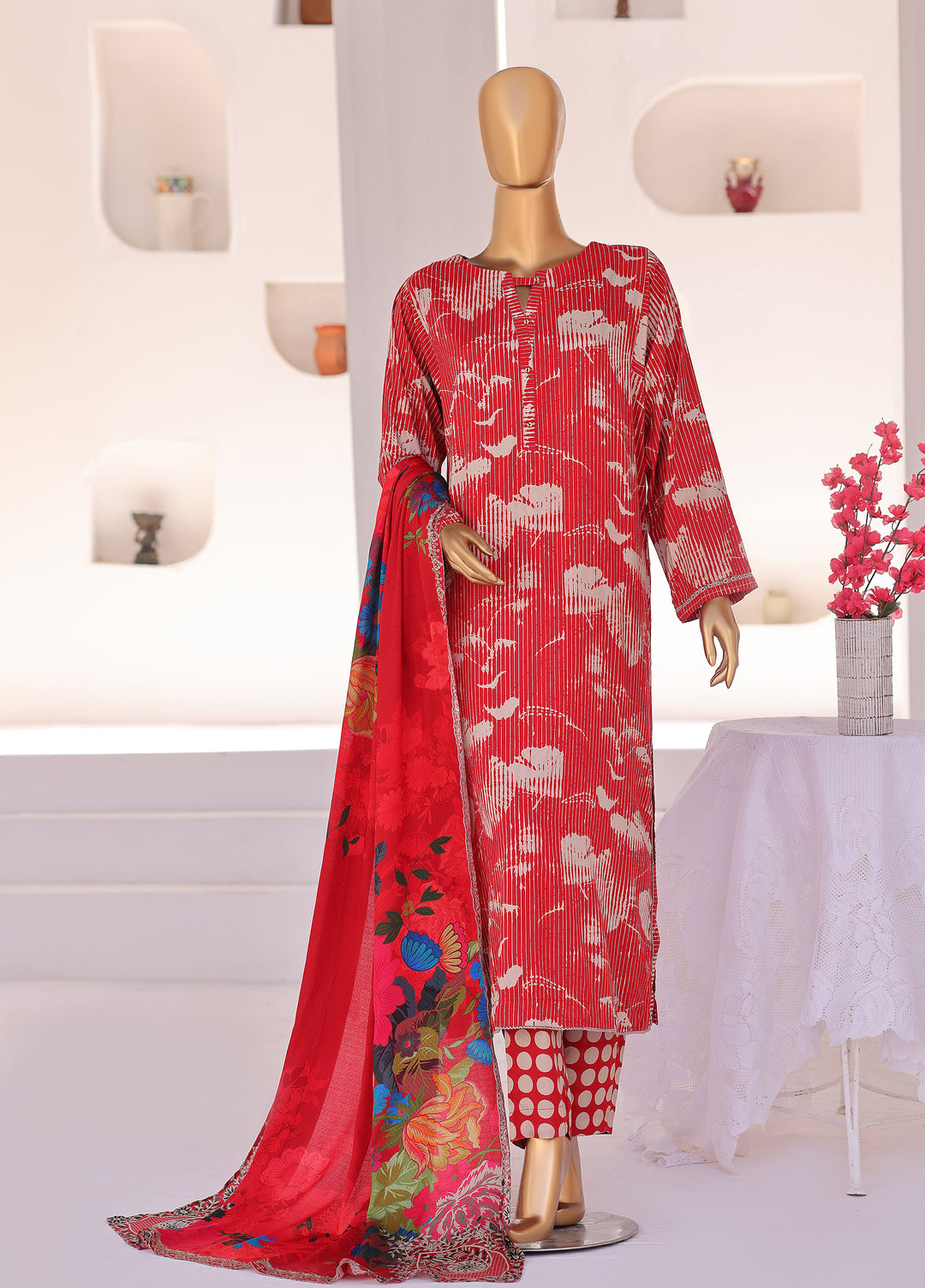 Hz Textiles Unstitched Printed Viscose Linen 3 Piece Suit HZ26ULW LW-5050 - Winter Collection