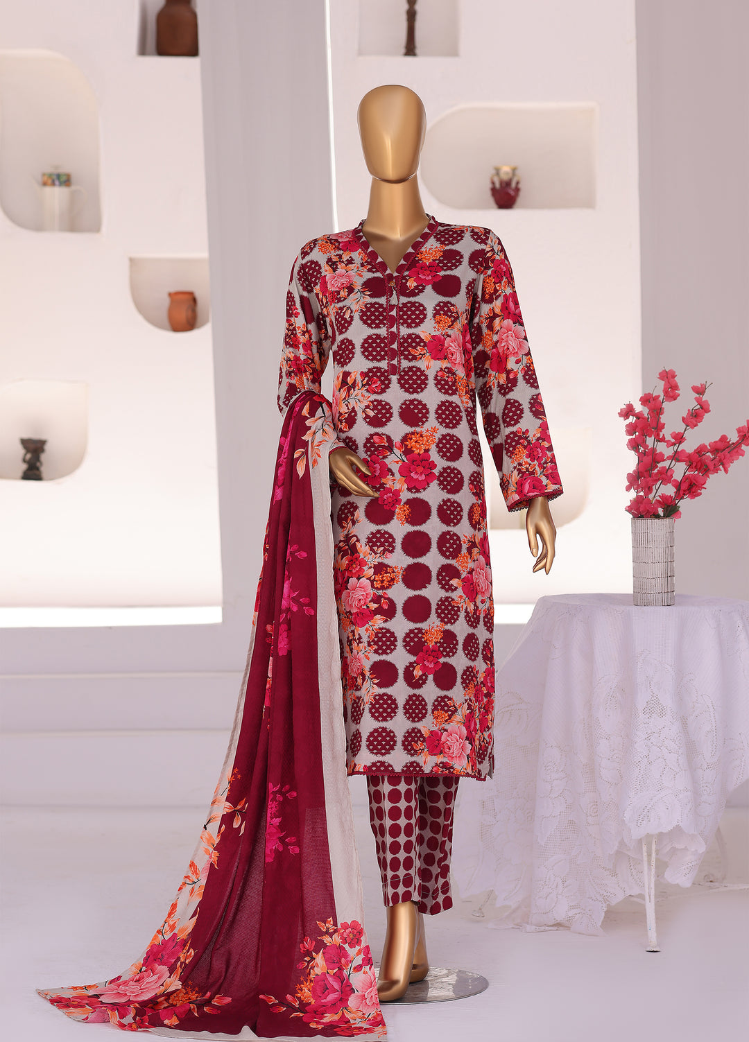 Hz Textiles Unstitched Printed Viscose Linen 3 Piece Suit HZ26ULW LW-5048 - Winter Collection
